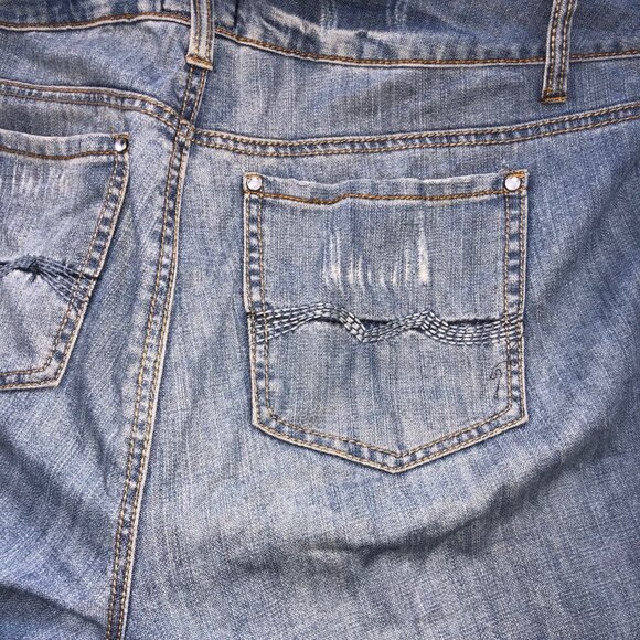 ZCavaricci Jeans Women 14 Blue Distressed Rhinestone Embroidered Relaxed 90s 80s - Picture 11 of 12